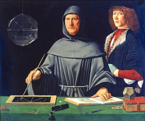 Jacopo de’ Barbari (attribuzione), Ritratto di Luca Pacioli, 1495, Napoli, Museo Nazionale di Capodimonte.